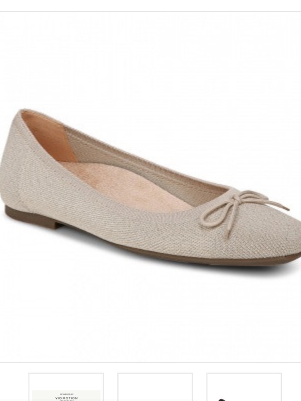 Vionic gold Knit Ballet Flats with Bow NEW 6 wide